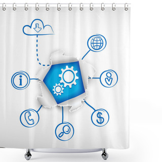 Personality  Cogwheel And Sketch Diagrams Shower Curtains