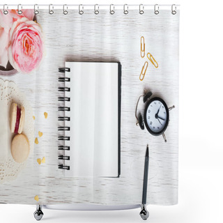 Personality  Blank Notepad On Stylish Desk Shower Curtains