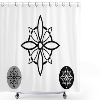 Personality  Sacred Flower, Celtic Like Style Linear Star With Circle Symbol. Linear Knot Logo, Wiccan Symbol For Protection, Mystical Geometry. Set Wicca Ancient Occult Divination Icon. Vector Isolated On White Shower Curtains