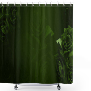 Personality  Abstract Beautiful Green Rose Flowers On Blur Green Roses Flower Background, Nature, Love, Valentine, Buddha, Banner, Template, Copy Space Shower Curtains