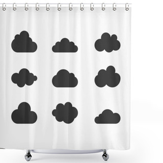 Personality  Vector Black Cloud Icons Set. Shower Curtains