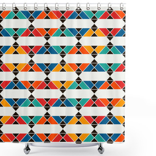 Personality  African Style Seamless Surface Pattern With Abstract Figures. Bright Ethnic Print. Geometric Ornamental Background Shower Curtains