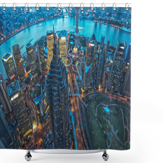 Personality  Shanghai Skyscraper At Night Shower Curtains