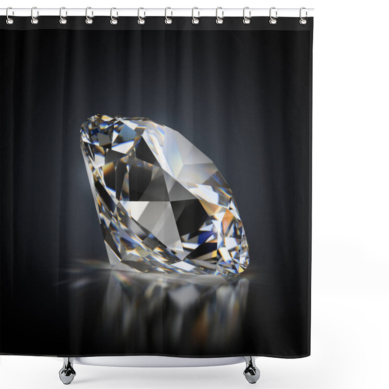 Personality  3d generated image. Diamond on a black reflective background. shower curtains