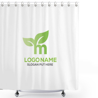 Personality  M Letter Green Leaf Logo Design Template Vector Eps For Organic Company, Business Or Industry Purpose Ready To Use Shower Curtains