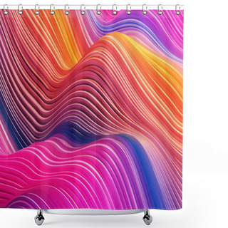 Personality  Rainbow Color Wave Shape Abstract Background. Smooth Transitions Of Vibrant Colors Backdrop 3d Illustratio Shower Curtains