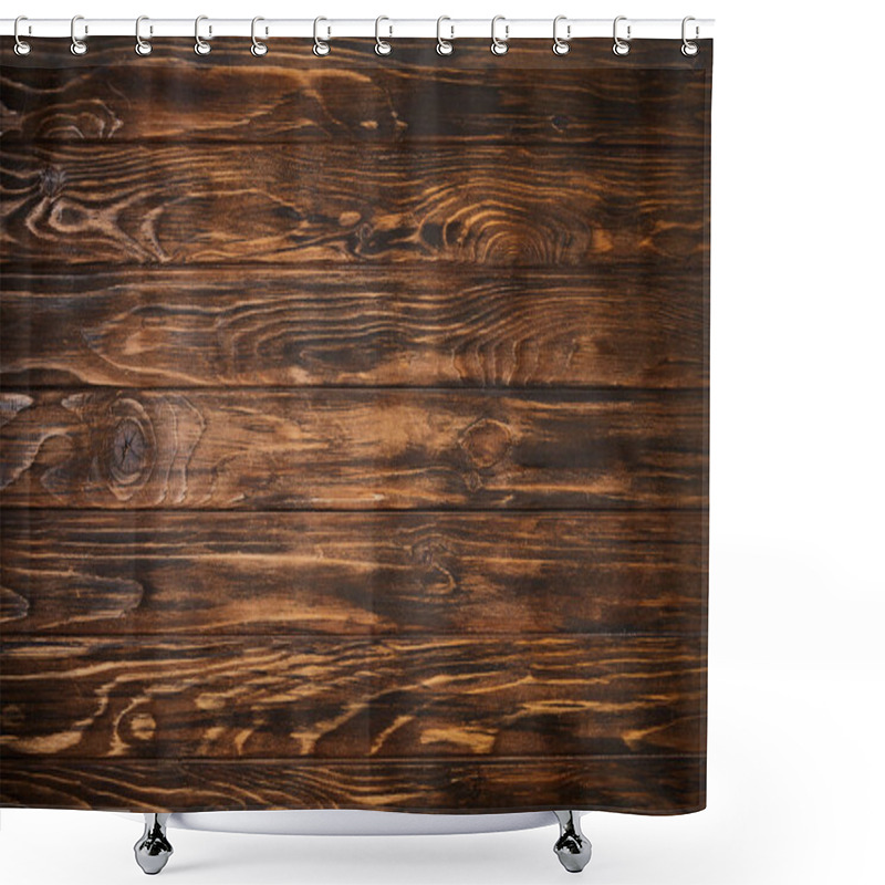 Personality  top view textured brown wooden table shower curtains