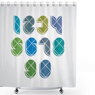Personality  Geometric Numbers Made With Rhombuses. Shower Curtains