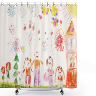Personality  Happy Family With Two Children For A Walk Shower Curtains