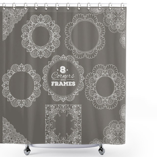 Personality  Set Of Lace Frames And Corners With Transparent Background Shower Curtains