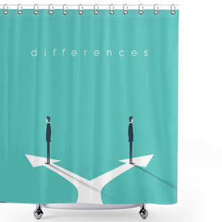Personality  Business Concept Of Confrontation, Different Opinions And Disagreement. Two Businessmen Standing In Opposite Directions. Shower Curtains