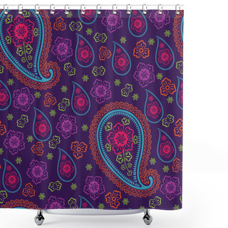 Personality  Paisley Fabric Seamless Vector Pattern.Orient Motif Shower Curtains