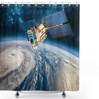 Personality  Space Satellite Monitoring From Earth Orbit Weather From Space, Hurricane, Typhoon On Planet Earth. Elements Of This Image Furnished By NASA. Shower Curtains