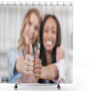 Personality  Waitresses With Thumbs Up Gesture Shower Curtains
