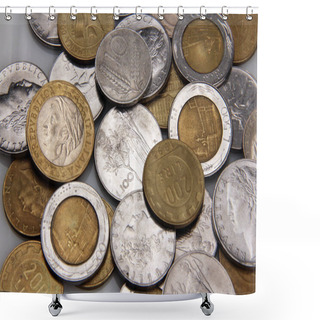 Personality  Italian Old Lire Coins, Vintage Shower Curtains
