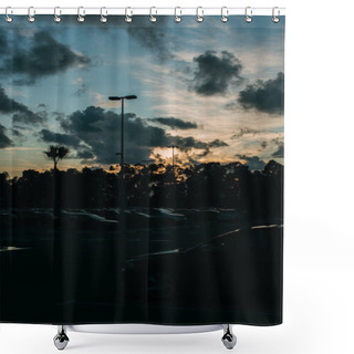 Personality  Modern Cars On Parking During Sunset In Evening  Shower Curtains
