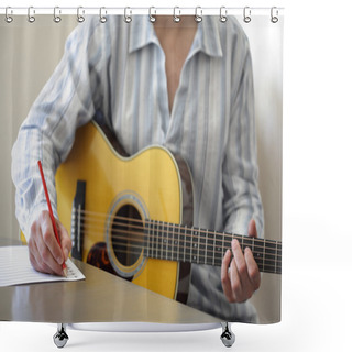 Personality  Song Writing With Acoustic Guitar Shower Curtains