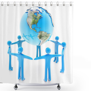 Personality  Peoples Around The Earth Planet On White Shower Curtains