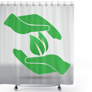 Personality  Hands And Plant Icon Shower Curtains