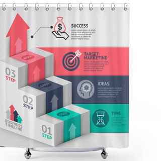 Personality  3d Business Staircase Diagram Template. Shower Curtains