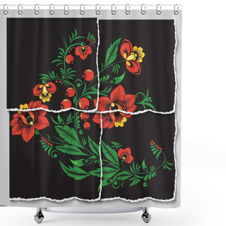 Personality  Russian Or Slavs Pattern. Ripped Paper. Background. Illustration Shower Curtains
