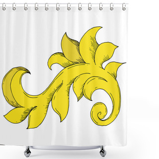 Personality  Vector Golden Monogram Floral Ornament. Black And White Engraved Ink Art. Isolated Ornaments Illustration Element. Shower Curtains