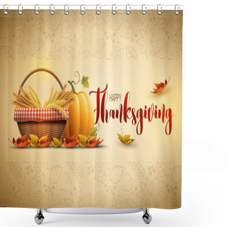 Personality  Happy Thanksgiving Poster Design Shower Curtains