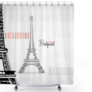 Personality  White Eiffel Tower Made From Webcam. Vector Illustration Shower Curtains