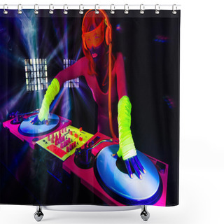 Personality  Sexy Neon Uv Glow DJ Shower Curtains