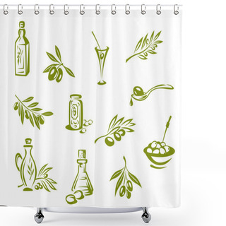 Personality  Green Olives And Organic Oil Shower Curtains