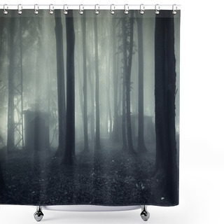 Personality  House In The Fog Shower Curtains
