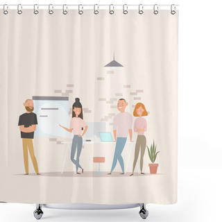 Personality  Freelancers Working In Creative Space Shower Curtains