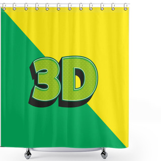 Personality  3D Text Green And Yellow Modern 3d Vector Icon Logo Shower Curtains