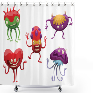 Personality  Set Of Five Funny Different Cartoon Monsters Shower Curtains