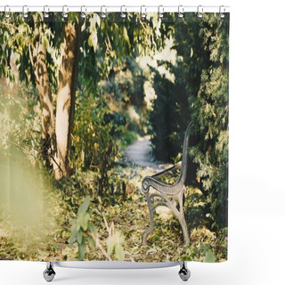 Personality  Bench In Autumn Park Shower Curtains