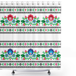 Personality  Seamless Polish Folk Pattern With Flowers Shower Curtains