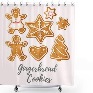 Personality  Set Of Gingerbread Cookies Shower Curtains