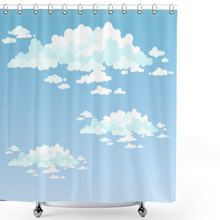 Personality  Light Fluffy Clouds. Vector. Shower Curtains
