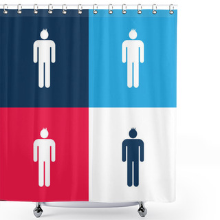 Personality  Boy Blue And Red Four Color Minimal Icon Set Shower Curtains