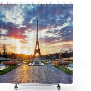 Personality  Sunrise In Paris, With Eiffel Tower Shower Curtains
