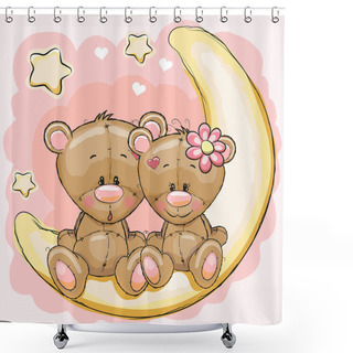 Personality  Two Bears On The Moon Shower Curtains