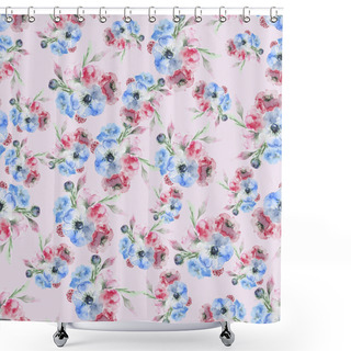 Personality  Watercolor Eustoma Flower Pattern Shower Curtains