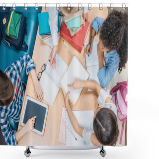 Personality  Teacher And Pupils Doing Homework Shower Curtains