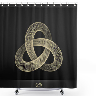 Personality  Trefoil Knot. Connection Structure. Vector 3D Illustration. Shower Curtains