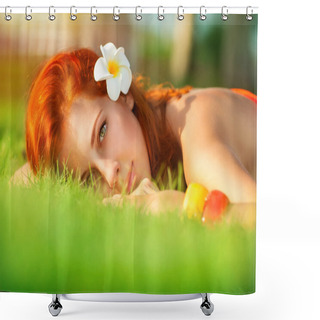 Personality  Calm Girl Enjoying Day Spa  Shower Curtains