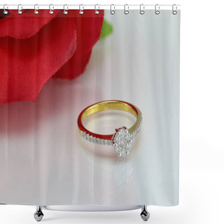 Personality  Diamond Ring On Flower Background Shower Curtains