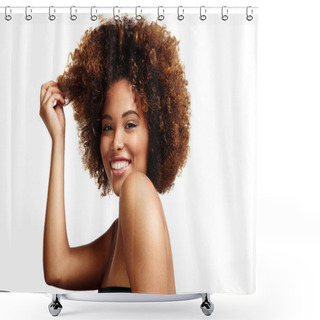 Personality  Woman  Touching Hair Shower Curtains