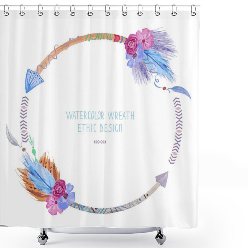 Personality  Watercolor Wreath,  Can Be Used For Invitations, Banners, Cards. Shower Curtains