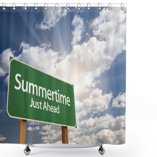 Personality  Summertime Green Road Sign And Clouds Shower Curtains