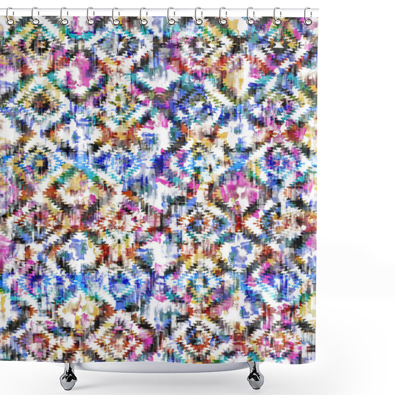 Personality  Geometric texture pattern with watercolor effect shower curtains